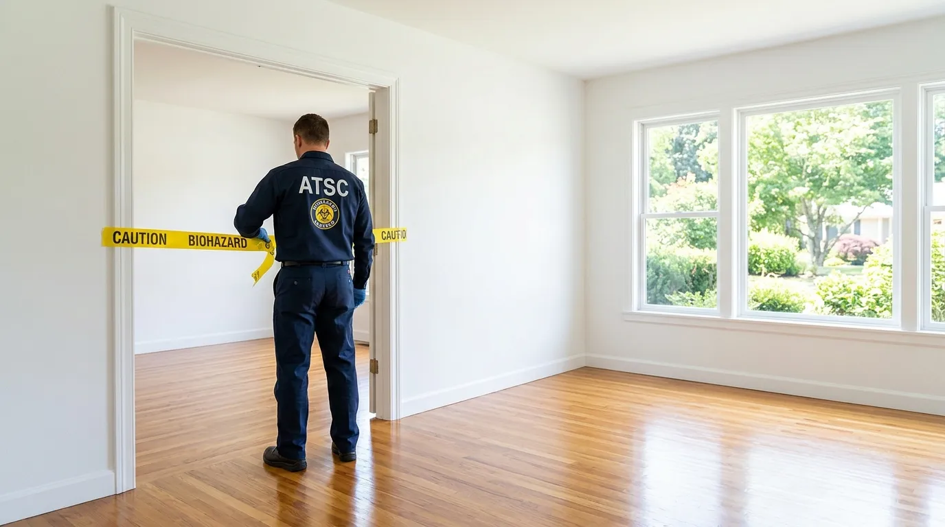 Certified biohazard cleanup crew performing Decomposition Cleanup in Garden City Park
